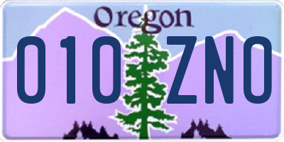 OR license plate 010ZNO