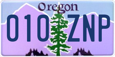 OR license plate 010ZNP