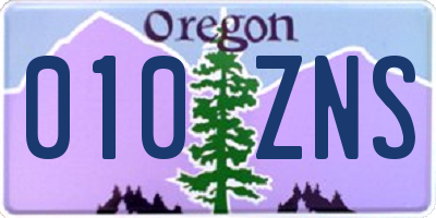 OR license plate 010ZNS