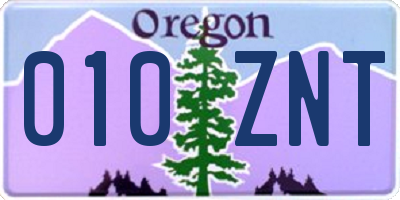 OR license plate 010ZNT