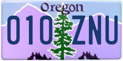 OR license plate 010ZNU