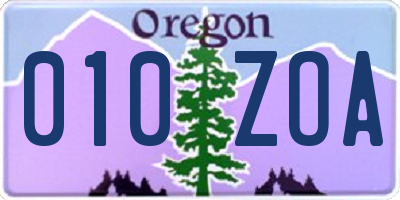 OR license plate 010ZOA