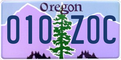 OR license plate 010ZOC