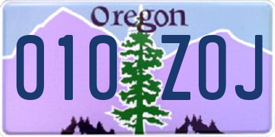 OR license plate 010ZOJ