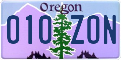 OR license plate 010ZON