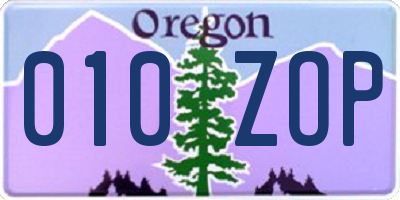 OR license plate 010ZOP