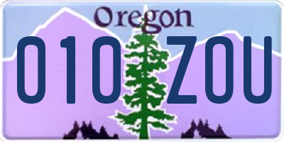 OR license plate 010ZOU