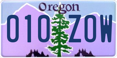 OR license plate 010ZOW