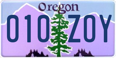 OR license plate 010ZOY