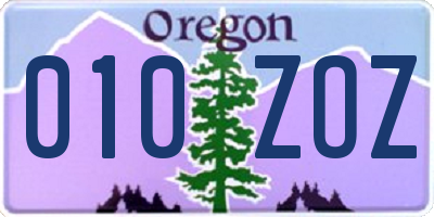 OR license plate 010ZOZ