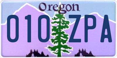 OR license plate 010ZPA