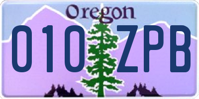 OR license plate 010ZPB