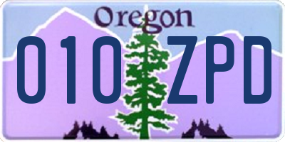 OR license plate 010ZPD