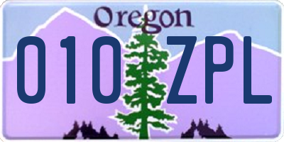 OR license plate 010ZPL