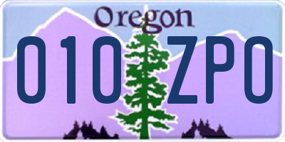 OR license plate 010ZPO