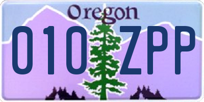 OR license plate 010ZPP