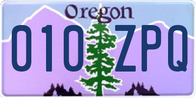 OR license plate 010ZPQ