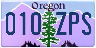OR license plate 010ZPS
