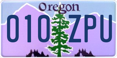 OR license plate 010ZPU