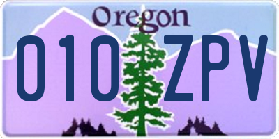 OR license plate 010ZPV