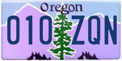 OR license plate 010ZQN