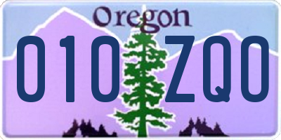OR license plate 010ZQO