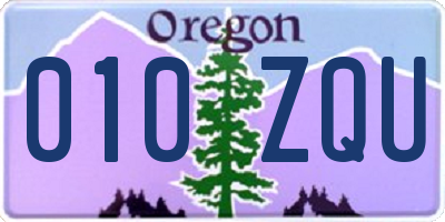 OR license plate 010ZQU