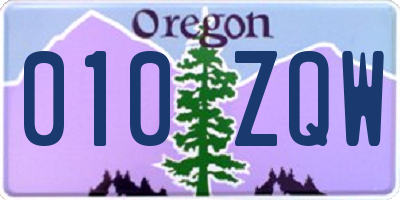 OR license plate 010ZQW