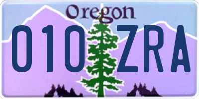 OR license plate 010ZRA