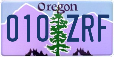 OR license plate 010ZRF