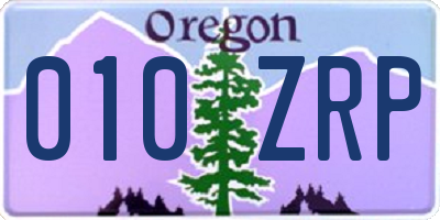 OR license plate 010ZRP