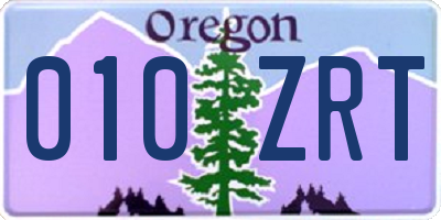 OR license plate 010ZRT