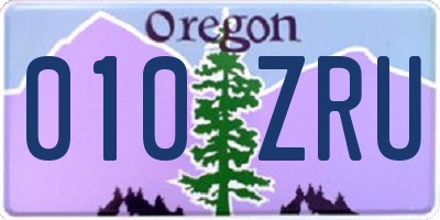 OR license plate 010ZRU