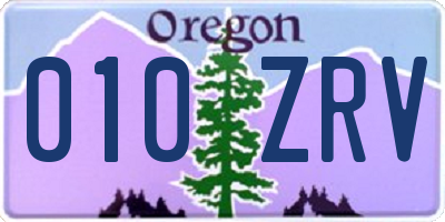 OR license plate 010ZRV