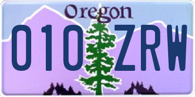 OR license plate 010ZRW