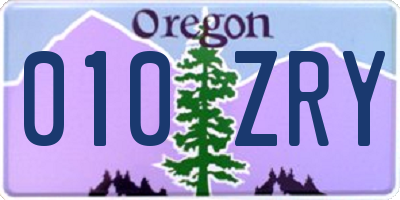 OR license plate 010ZRY