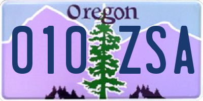 OR license plate 010ZSA