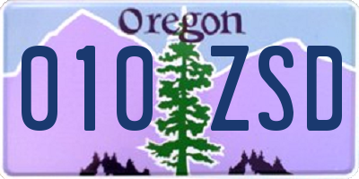OR license plate 010ZSD