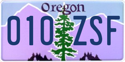 OR license plate 010ZSF