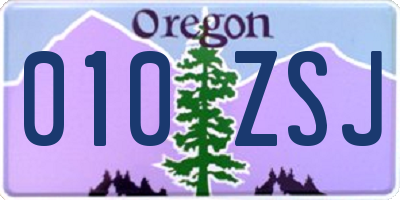 OR license plate 010ZSJ