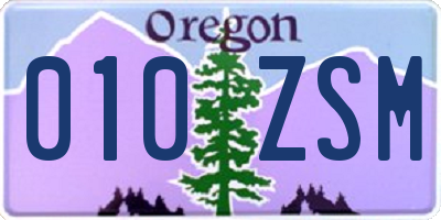 OR license plate 010ZSM
