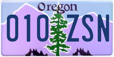 OR license plate 010ZSN