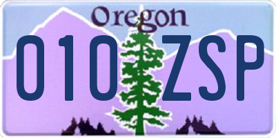 OR license plate 010ZSP