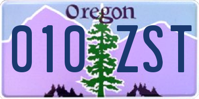 OR license plate 010ZST