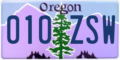 OR license plate 010ZSW