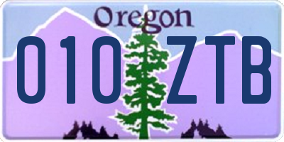 OR license plate 010ZTB