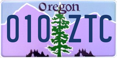 OR license plate 010ZTC
