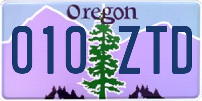 OR license plate 010ZTD
