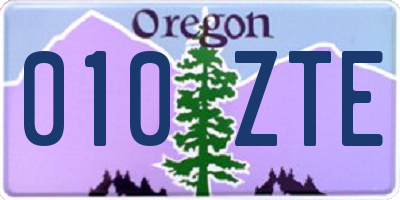 OR license plate 010ZTE