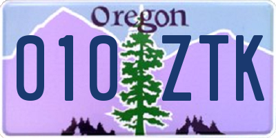 OR license plate 010ZTK